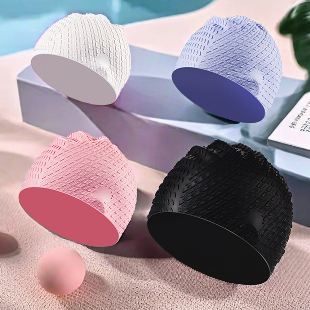 CAP1000 Cube Particle Swim Cap 3D Raised Texture Men Women Silicone - Image 3