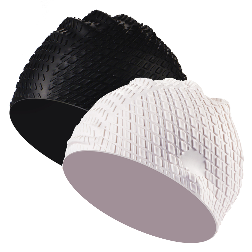 CAP1000 Cube Particle Swim Cap 3D Raised Texture Men Women Silicone - Image 2